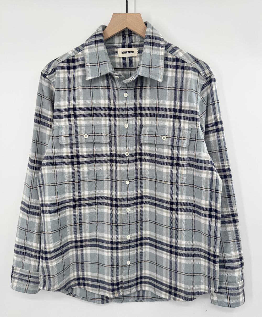 Taylor Stitch Ledge Shirt Heavyweight Flannel Blue Plaid 40 M